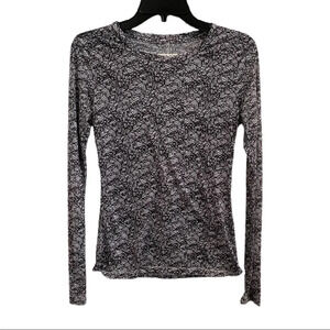 Rag & Bone Sheer Printed Long Sleeve Tee B&W Art